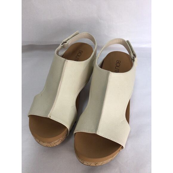 Corkys Footwear Carley Womens 2.5in Wedge Sandals Cream Size 9 Cork Heel - Picture 1 of 7